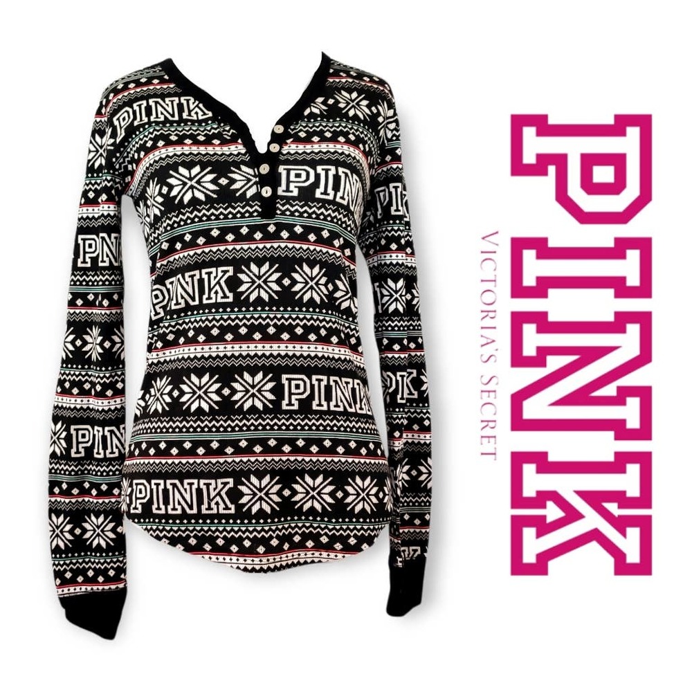 Victoria's Secret I Only Sleep In Pink Thermal Waffle Pajama Top